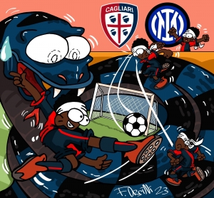 Cagliari-Inter, la vignetta di Fr&eacute;d&eacute;ric Art