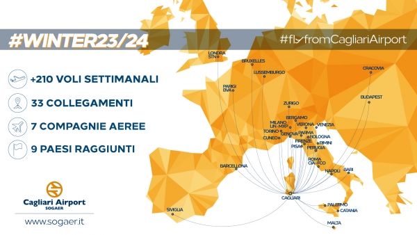 Al via domenica 29 ottobre la Winter Season dell&rsquo;Aeroporto di Cagliari
