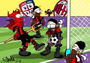 Cagliari-Milan, la vignetta di Fr&eacute;d&eacute;ric Art