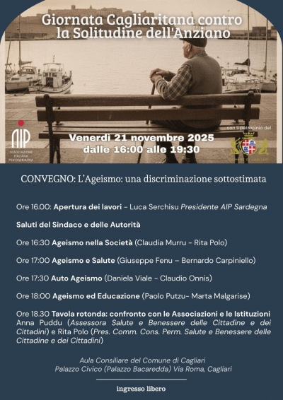 Venerd&igrave; 21 novembre la Giornata cagliaritana contro la solitudine dell'anziano