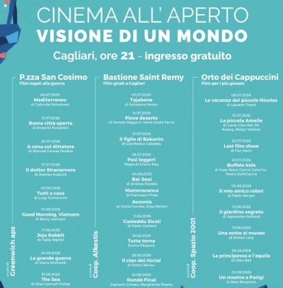 Estate cagliaritana, tutto pronto per Cinema all'aperto-Cagliari visione di un mondo