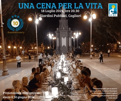 Gioved&igrave; 18 luglio a Cagliari &ldquo;Una cena per la Vita&rdquo;
