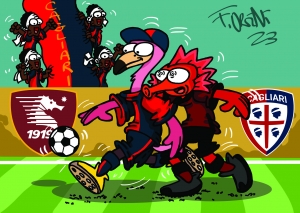 Salernitana-Cagliari, la vignetta di Fr&eacute;d&eacute;ric Art