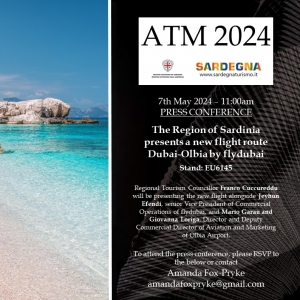 Turismo, la Regione Sardegna presenta la nuova tratta Olbia-Dubai all&rsquo;Arabian Travel Market