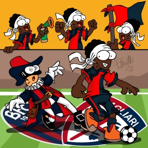 Bologna-Cagliari, la vignetta di Fr&eacute;d&eacute;rica Art