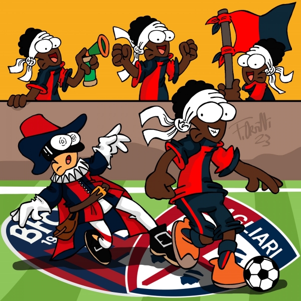 Bologna-Cagliari, la vignetta di Fr&eacute;d&eacute;rica Art