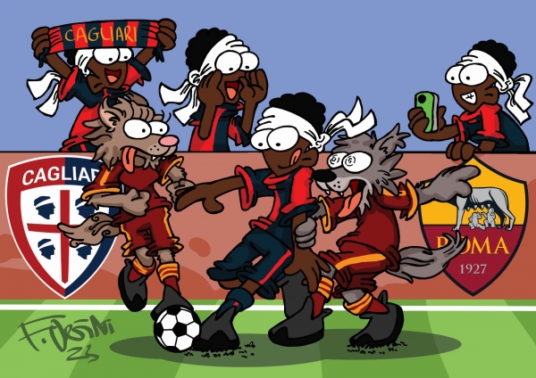 Cagliari-Roma: la vignetta di Fr&eacute;d&eacute;ric Art
